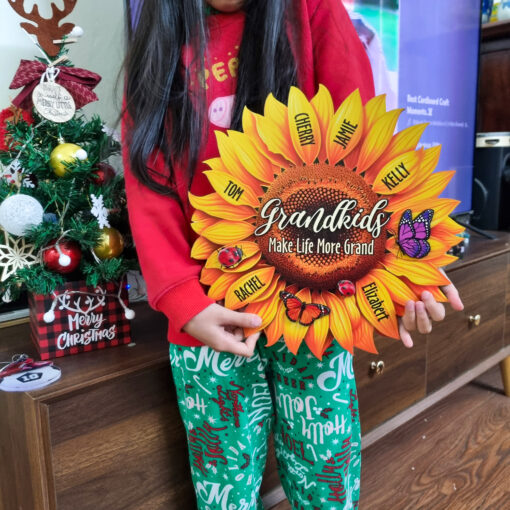 Personalized Sunflower Wood Sign Gifts for Mom & Grandma, Customized Family Name Wooden Decor for Mother's Day & Birthday, Custom Nana Gift from Kids - Image 2