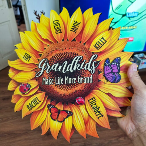 Personalized Sunflower Wood Sign Gifts for Mom & Grandma, Customized Family Name Wooden Decor for Mother's Day & Birthday, Custom Nana Gift from Kids - Image 7