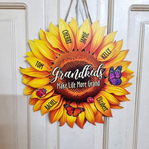 Personalized Sunflower Wood Sign Gifts for Mom & Grandma, Customized Family Name Wooden Decor for Mother's Day & Birthday, Custom Nana Gift from Kids - Image 6