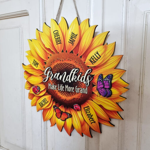 Personalized Sunflower Wood Sign Gifts for Mom & Grandma, Customized Family Name Wooden Decor for Mother's Day & Birthday, Custom Nana Gift from Kids - Image 5
