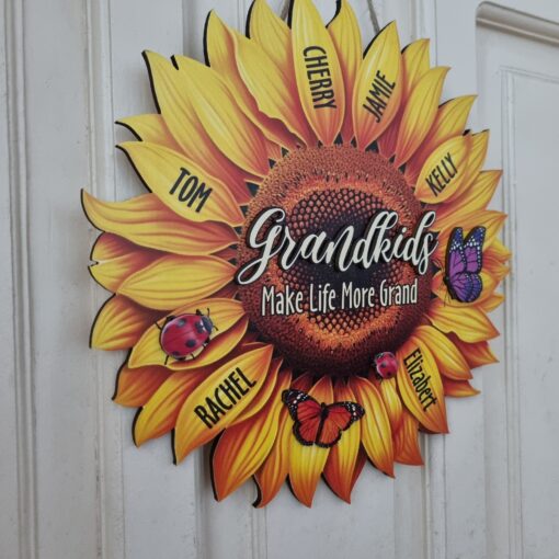 Personalized Sunflower Wood Sign Gifts for Mom & Grandma, Customized Family Name Wooden Decor for Mother's Day & Birthday, Custom Nana Gift from Kids - Image 4