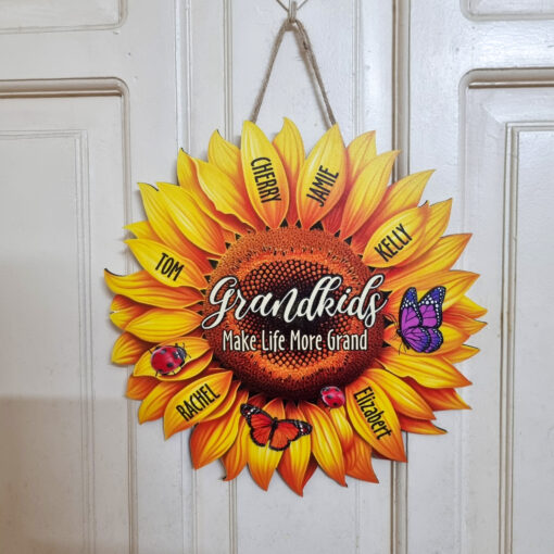 Personalized Sunflower Wood Sign Gifts for Mom & Grandma, Customized Family Name Wooden Decor for Mother's Day & Birthday, Custom Nana Gift from Kids - Image 3